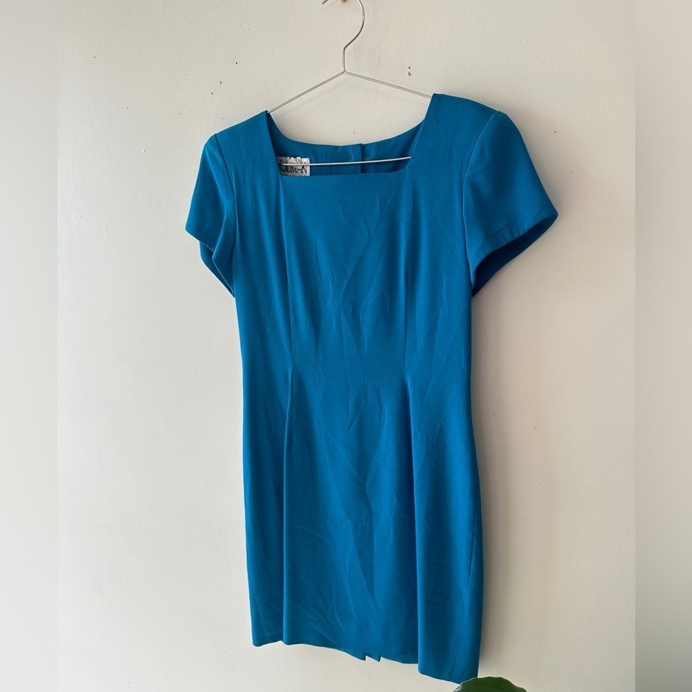Vintage Steven Stolman - Ann Taylor Mini Dress- Button Back - Teal - Size 6